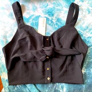 ✨2/30✨ E.SSUE Black Button & Tied Crop Top